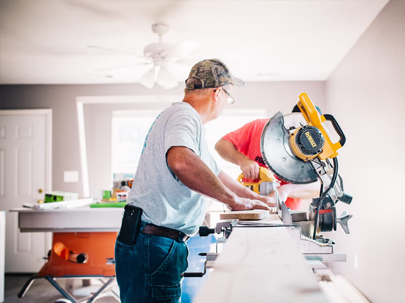 Construction team at work